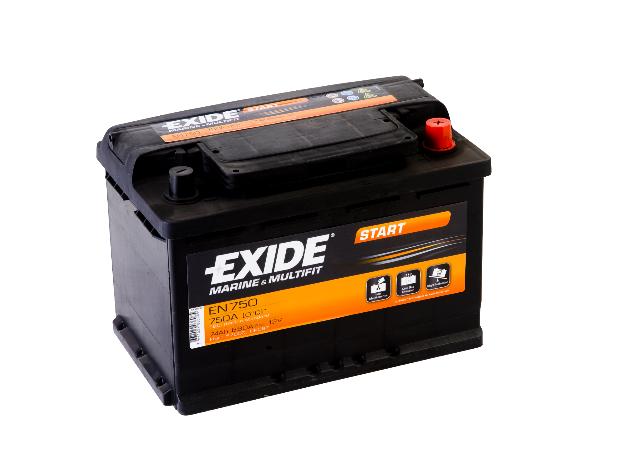 Batterie EXIDE MARINE START EN750 12V 74AH 278x175x190