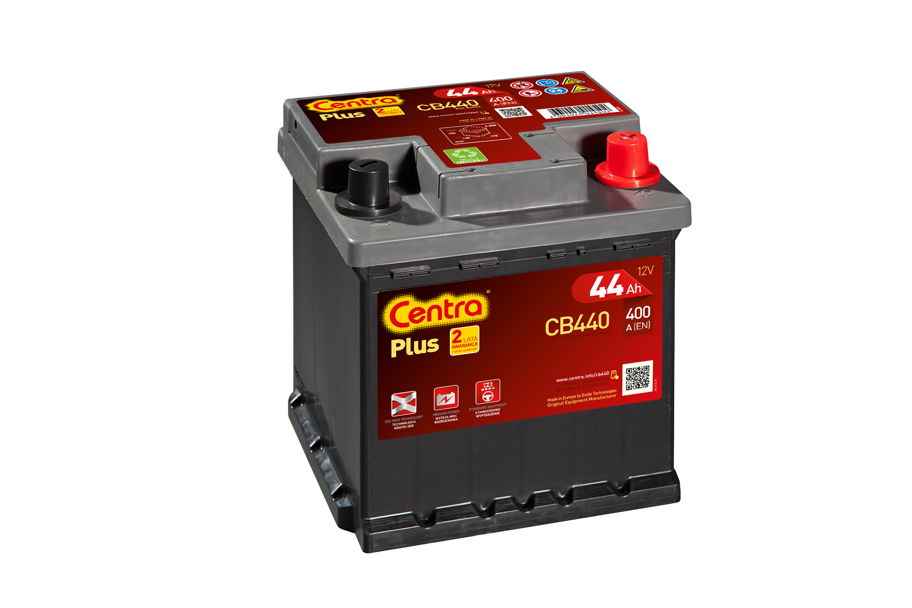 CENTRA CB440 Plus Batterie 12V 44Ah 400A B13 L0 Bleiakkumulator